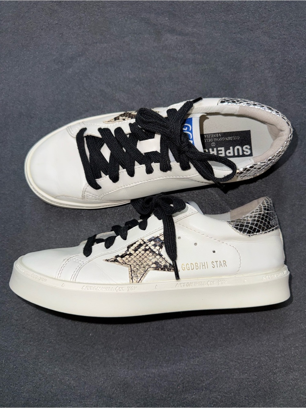 GOLDEN GOOSE Hi Star Sneakers 6.5 snake star silver metallic 37
